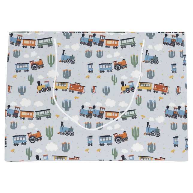 Western Train Adventure Gift Bag | Cute Cactus  (Front)