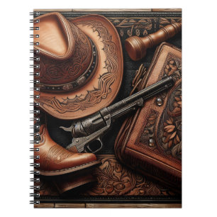 Western Trio: Hat, Boots, Revolver Notebook