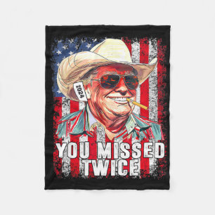 Western Trump 2025 Cowboy You Missed Twuce Us Amer Fleece Blanket