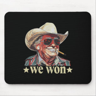 Western Trump Cowboy We Won American Flag Cowboy H Mouse Mat