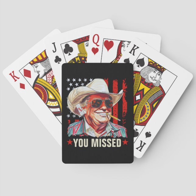 Western Trump Cowboy | You Missed Trump 2024 Playing Cards (Back)