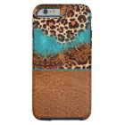 Western Turquoise Glitter Flourish Leather Leopard