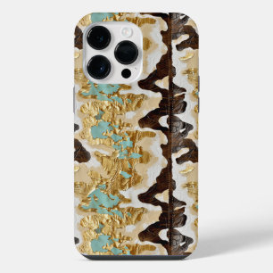 Western Turquoise Leather Style Women's iPhone 14 Pro Max Case