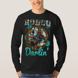 Western Turquoise Rodeo Darlin' Barrel Racing Bull T-Shirt