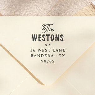 Western Typography Family Name Return Address Self-inking Stamp