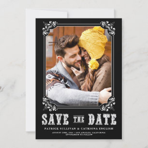 Western Typography Photo Frame Black Save The Date