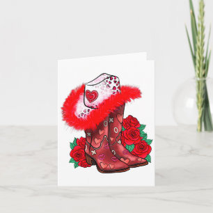 Western Valentines Day Cowgirl Boots Yeehaw Howdy Card