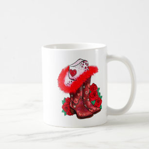 Western Valentines Day Cowgirl Boots Yeehaw Howdy  Coffee Mug