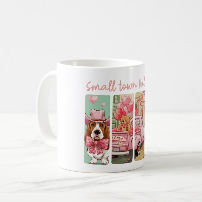 Western Valentine's Romance with Basset Hound Coffee Mug (Front Left)