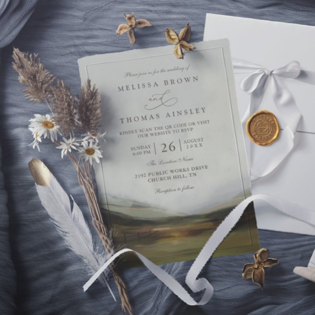 Western Valley Rustic Elegant Modern Chic Wedding Invitation (Creator Uploaded)