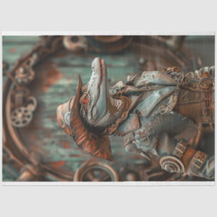 Western Victorian Steampunk Lady Gator Decoupage Tissue Paper