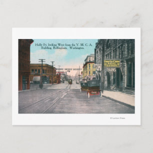 Western View of Holly Street from YMCA Bldg Postcard