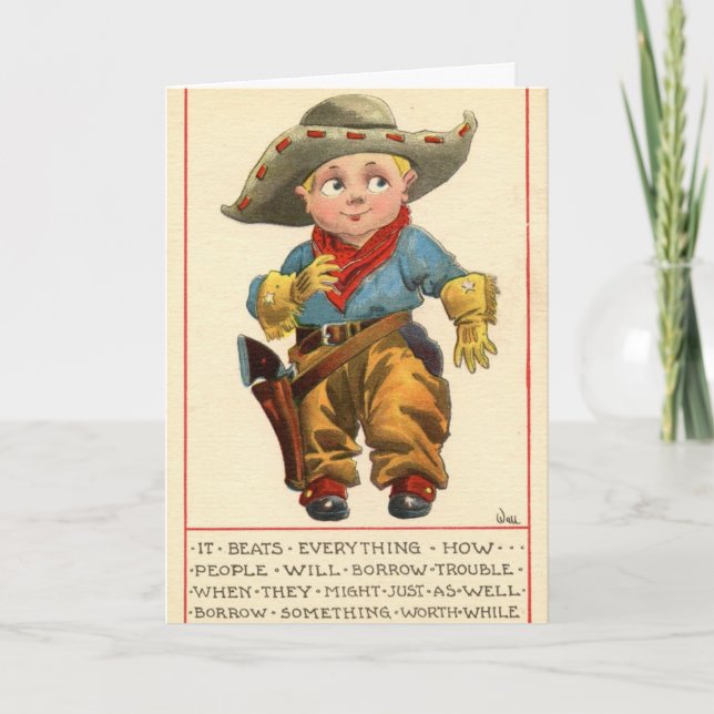 Western Vintage 1912 Lil' Cowboy Greeting Card (Front)