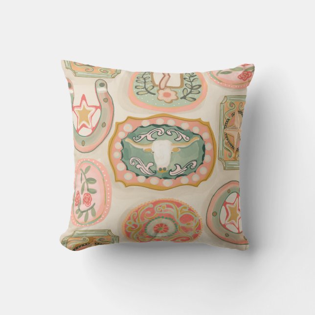 Western Vintage Belt Buckle print Cushion (Front)
