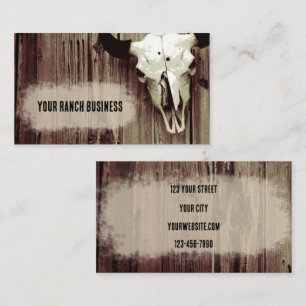 Western Vintage Bull Skull Brown Country Barn Business Card