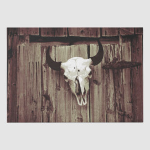 Western Vintage Bull Skull Brown Country Barn Tissue Paper