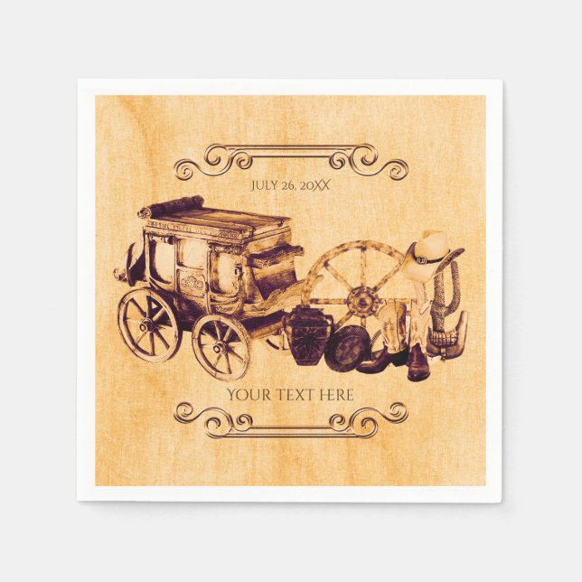 Western Vintage Country Elegant Wedding Napkin (Front)