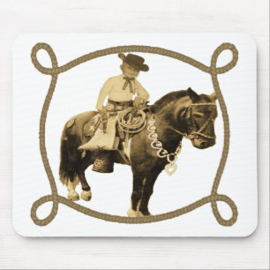 Western Vintage Cowboy On Horse Mouse Mat