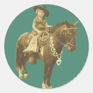 Western Vintage Cowgirl On Horse Stickers