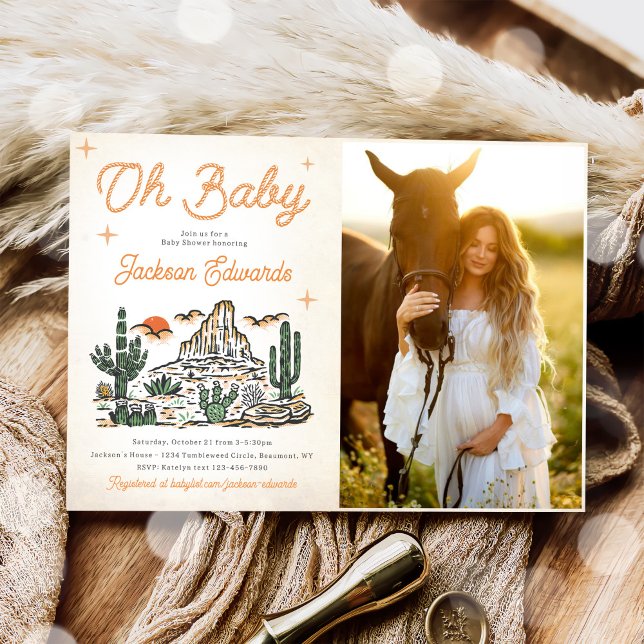 Western Vintage Desert Baby Shower Photo Invitation (Creator Uploaded)