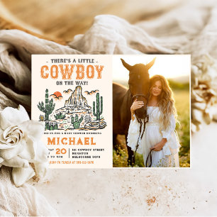 Western Vintage Desert Cowboy Baby Shower Photo Invitation