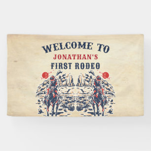 Western Vintage Desert First Rodeo 1st Birthday Banner