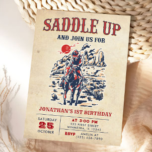 Western Vintage Desert First Rodeo 1st Birthday  Invitation
