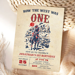 Western Vintage Desert First Rodeo 1st Birthday  Invitation
