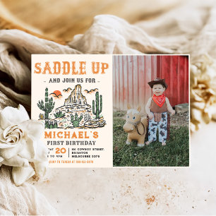 Western Vintage Desert First Rodeo 1st Birthday Invitation