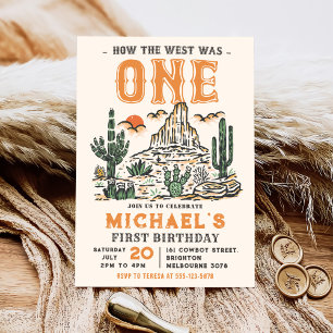 Western Vintage Desert First Rodeo 1st Birthday  Invitation