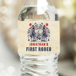 Western Vintage Desert First Rodeo 1st Birthday Water Bottle Label