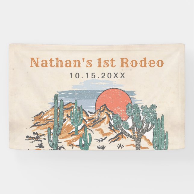 Western Vintage Desert Rodeo 1st Birthday  Banner (Horizontal)