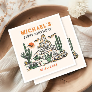 Western Vintage Desert Rodeo 1st Birthday  Napkin