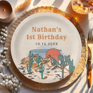 Western Vintage Desert Rodeo 1st Birthday  Paper Plate