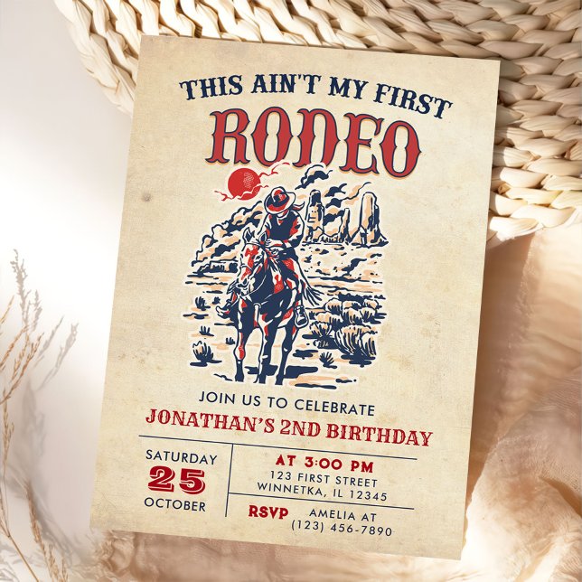 Western Vintage Desert Rodeo 2nd Birthday Invitation (Creator Uploaded)