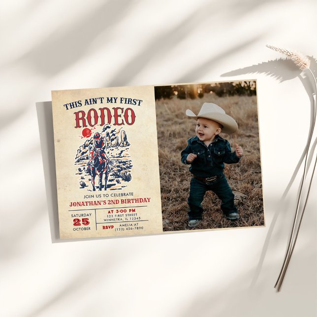 Western Vintage Desert Rodeo 2nd Birthday Photo Invitation (Creator Uploaded)