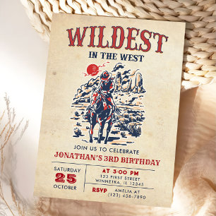 Western Vintage Desert Rodeo 3rd Birthday Invitation