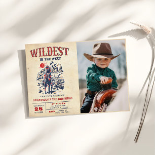 Western Vintage Desert Rodeo 3rd Birthday Photo Invitation