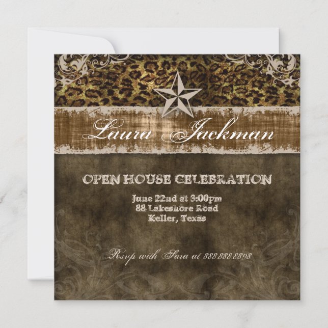 Western Vintage Grad Photo Card Leopard Star (Front)