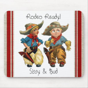 Western Vintage Retro Cowgirl, Cowboy Mousepad