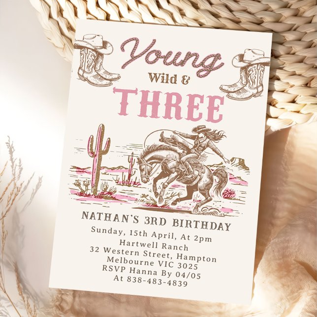 Western Vintage Rodeo 3rd Birthday Invitation  (Creator Uploaded)