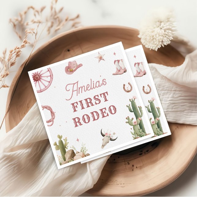 Western Vintage Rodeo Birthday Paper Napkin (Creator Uploaded)