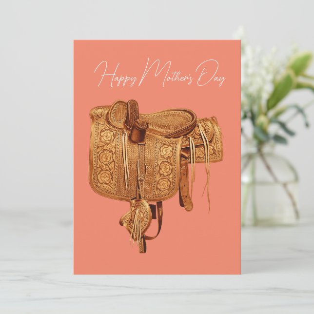 Western,Vintage,Saddle,Country, Mother's Day Holiday Card (Standing Front)