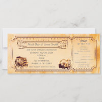 Western Vintage Wedding Ticket Invitation & rsvp