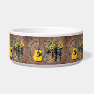 Western Wagon Wheel Guitar Cowboy boots Sunflower
