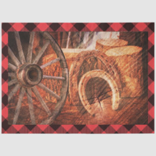 Western Wagon Wheel Horseshoes Tissue Paper