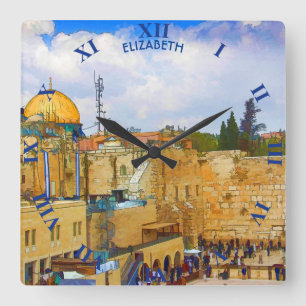 Western Wall in Jerusalem (Wall of Sorrow) Square Wall Clock