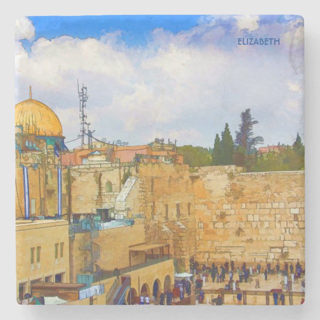 Western Wall in Jerusalem (Wall of Sorrow) Stone Coaster (Front)