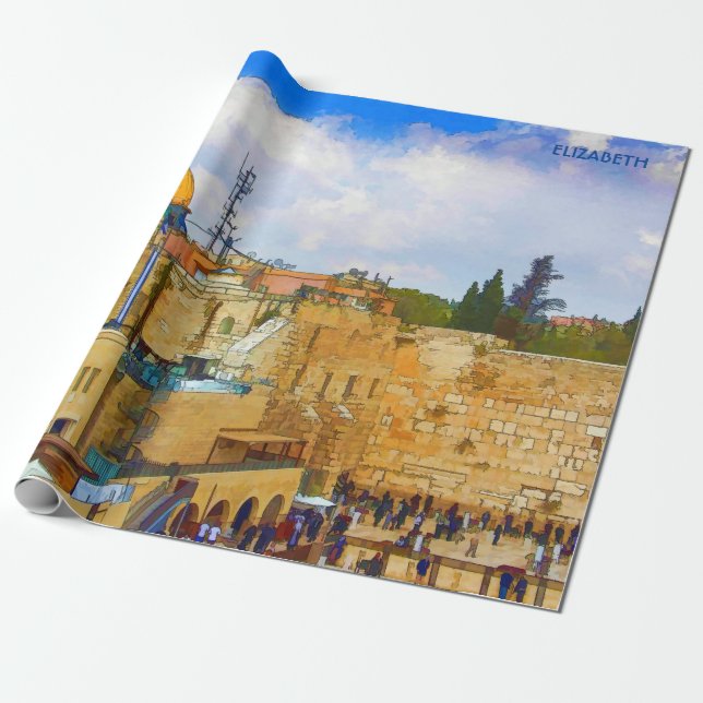Western Wall in Jerusalem (Wall of Sorrow) Wrapping Paper (Unrolled)