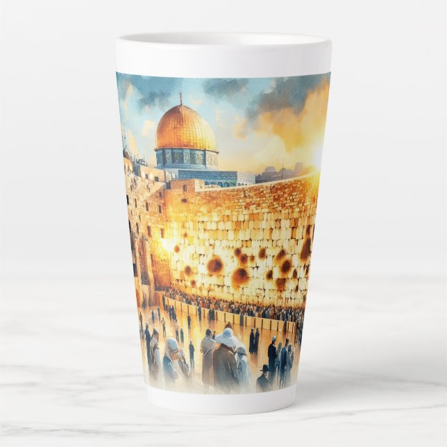 Western Wall Jerusalem Latte Mug (Front)